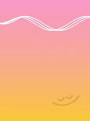 The cover image is composed of a gradient background of pink and yellow colors. Across the top portion of the image are three curved white lines. In the lower right corner is a simple cartoon smiley face.