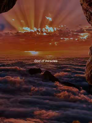 An image of a sunset over a sea of clouds, with the sun's rays breaking through. Text overlayed on the lower portion of the image.