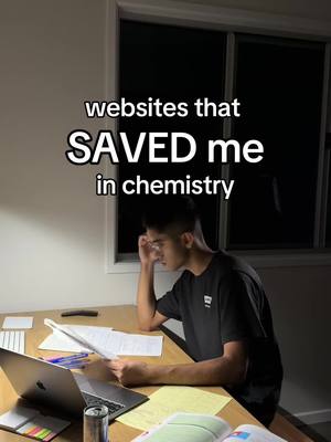 A young man is sitting at a desk in a dimly lit room, with a laptop and papers in front of him. Overlay text in a bold white font dominates the top of the image, and overall the image indicates a study-related theme.