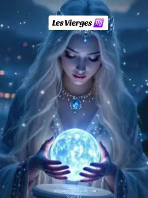 The cover image features a digital painting of a woman with long white hair, wearing a jeweled headpiece and necklace, holding a glowing blue orb in her hands. The background is a soft, dreamy blue with sparkling effects. The overall composition is ethereal and mystical.
