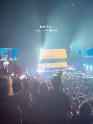 The cover image shows a concert or religious gathering. People are raising their hands in worship, with a large screen in the background. Text overlays say, 'just do it. say yes to Jesus.' The lighting is bright, and the scene is filled with a sense of community.