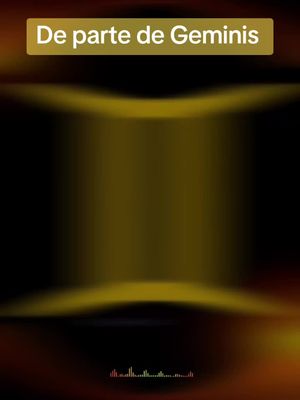 The image features a gradient background divided into two parts by a golden-yellow horizontal band. The upper section has a text overlay in a box that reads "De parte de Geminis". At the bottom, a graphic of sound waves is visible.