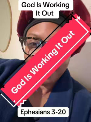 A selfie-style image featuring a person with glasses and dark, curled hair wearing a dark top and possibly a maroon head covering. Overlaid are stylized text boxes in white and red containing inspirational phrases about God's support and scripture reference.