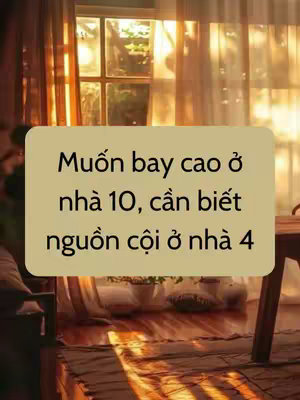 The image shows a sunlit room with a window and curtains. A text box is placed on top with text in Vietnamese.