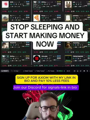 The cover image is a screen recording of a trading platform, overlaid with text hooks and the creator at the bottom. The trading platform shows various cryptocurrency details in a grid layout. A white box contains the main text overlay, with a call to action to sign up for the platform. The creator, a man, is visible from the chest up, wearing glasses and looking at the camera with a call to action.