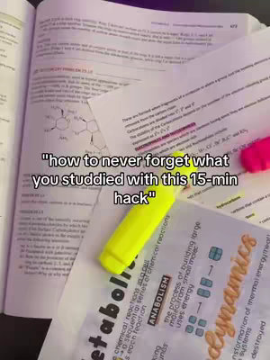 The cover image shows an open textbook with notes, a highlighter, and printed papers. Text overlays indicate the video content relates to study tips.