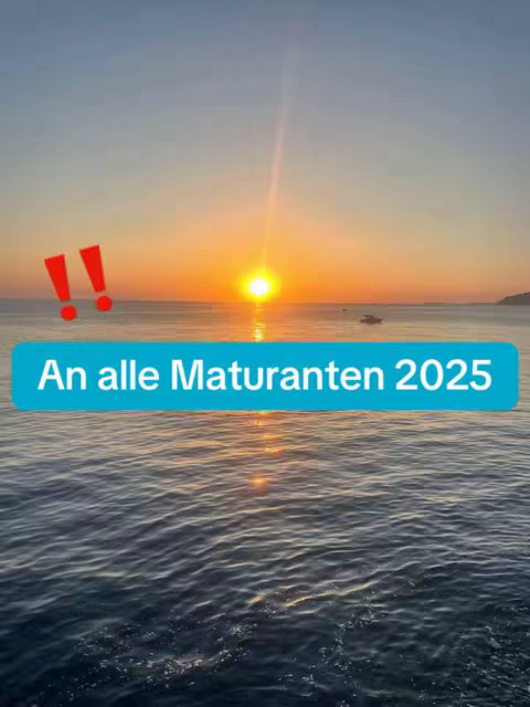 The image displays a serene sunset over a calm sea. The sky transitions from blue to orange and yellow, with the sun near the horizon. Darker waters are visible in the foreground, there's a small boat on the water, and text adds a hook to the image.