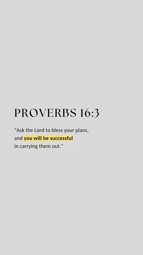 The cover image features a simple, elegant design with text on a light grey background. The text is in a classic font, centered in the frame, and includes a bible verse: Proverbs 16:3. The text 'you will be successful' is highlighted in yellow.