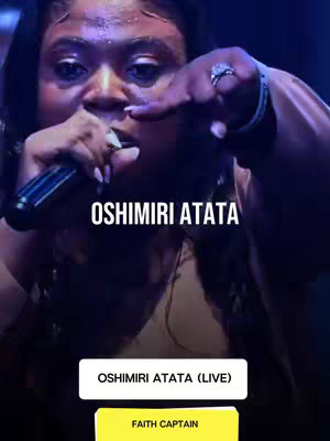 The cover image shows a close-up of a woman with dark hair and a microphone in front of her. She is singing, her mouth open, with one hand near her face. Overlayed are the words "OSHIMIRI ATATA" in a white, bold font, along with additional text in a yellow box. The overall color palette is dark, emphasizing the woman in the foreground.