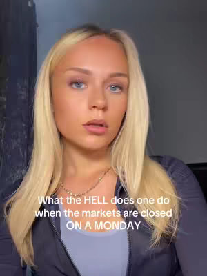 A woman with long blonde hair and blue eyes, wearing a black jacket over a light blue top, looks directly at the camera with a contemplative expression. Text overlays the image in a white, sans-serif font.