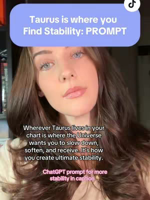 A selfie-style shot featuring a fair-skinned woman with long, wavy brown hair. She has light eyes and is looking directly at the camera with a soft expression. A light blue rounded rectangle at the top of the frame contains white text, and the overall lighting is soft.