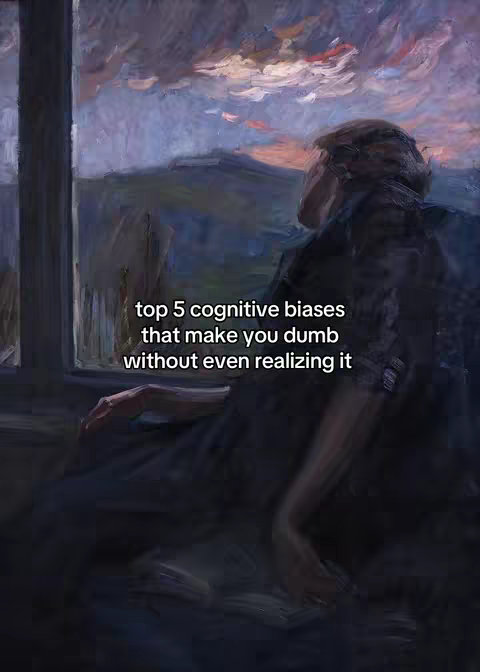 An artistic painting of a person looking out a window, with the back to the viewer. The scene is a blend of purple, blue, and gray hues, suggesting either a sunset or a cloudy sky. The person is dressed in dark clothing, and the overall mood is introspective and thoughtful.