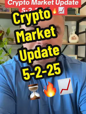 A selfie-style image featuring a man in a blue shirt as the primary focus. Overlayed on the image are hook texts in a bold font. The layout uses a bright color palette with a focus on information on the crypto market.