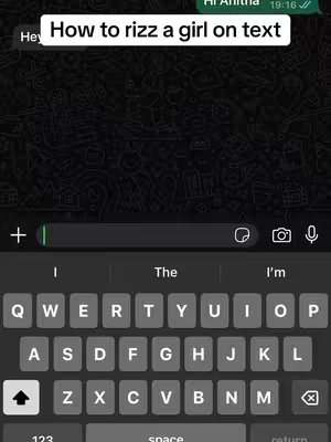 The cover image shows a screenshot of a phone displaying a texting conversation. The screen is filled with a dark background, and at the bottom is a keyboard. A white text box at the top reads, 'How to rizz a girl on text,' and in the top-right corner shows the time and the text recipient as 'Hi Anitha'.