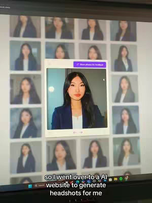 The cover image shows a computer screen displaying thumbnails of headshots, with a larger preview in the center featuring a woman in a navy blazer, with the text overlayed “desperate times calls for desperate measures”. Surrounding photos are blurred. The background is of a dimly lit room, and the bottom of the monitor. Overall the image is well lit.