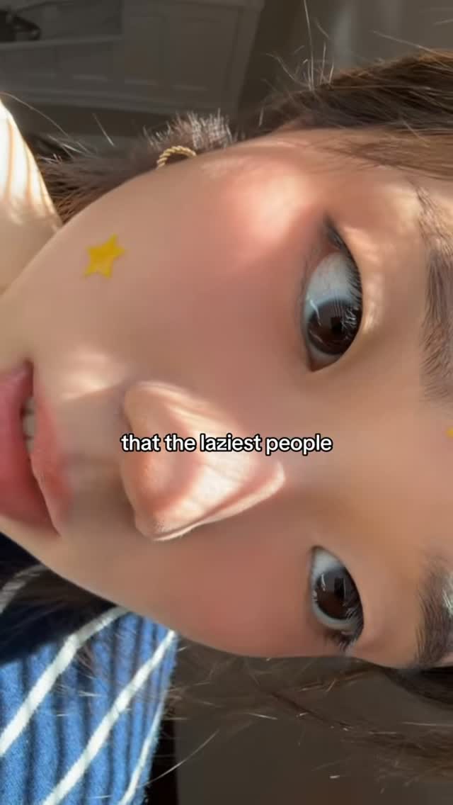 The cover image shows a close-up of a person's face, emphasizing the eyes and mouth. A text overlay reads 'that the laziest people'. The person has a star on their cheek.