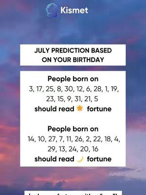 The image shows a two-tone sky with a gradient blending colors, likely sunrise or sunset. A central rectangle is divided into two sections containing text. At the top, a small logo is visible in the upper left corner. The text content includes astrological predictions, presented in white text with a simple, clean font against a light background. The overall design is clean and readable, designed for quick consumption.