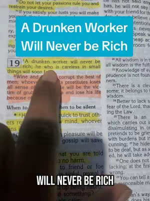A hand pointing at a highlighted passage in a Bible with overlayed text promoting an inspirational message about wealth.