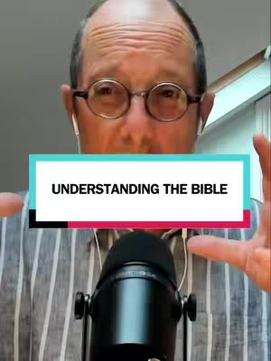 A man with glasses and a striped shirt is centered in the frame. In front of him is a black microphone. A rectangular text overlay that reads, 'UNDERSTANDING THE BIBLE' is at the chest level.
