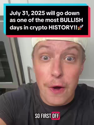 A man with a white cap and black shirt looks directly and excitedly at the viewer. A text overlay in a black rectangle at the top promises a recap of a crypto event. Beneath, a second text overlay provides context.