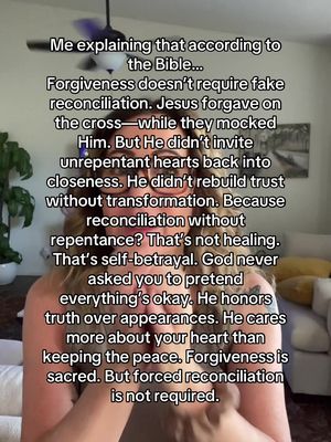 The image shows a woman speaking directly to the camera. Text is overlaid on the image, set with a simple background.