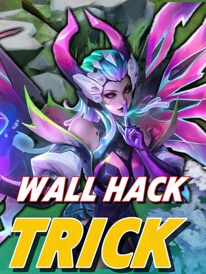 The cover image shows a fantasy character, possibly a female, with light skin, intricate facial features and elaborate headgear. The character has wings and is positioned in front of a blurry green and brown background suggesting a natural setting. Overlay text indicates the video explores a 'wall hack trick' within the game Mobile Legends.