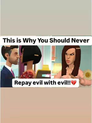 The image is a split-screen animation. The left side shows a man in a navy suit and a woman with short black hair, close to each other's faces. The right side shows a woman with long brown hair and an angry expression.
