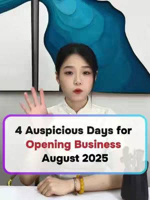A woman with dark hair and red lipstick is centered in a video frame. She is wearing a white shirt and has her right hand raised with fingers spread. A rectangular overlay with a rounded top and bottom sits below her face, displaying text in a bold, sans-serif font. The overlay has a color gradient of red and purple. The background includes a painting of abstract blue shapes.