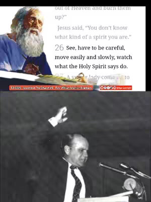 The cover image is a split frame, featuring a traditional image of a man with a long white beard and a halo, paired with a black and white photo of a man speaking, a microphone in front of him. Text from scripture is in a white block, and the background is a greyed out image with text snippets.