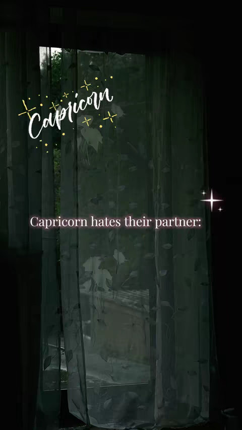The cover image shows a window with sheer curtains, and a blurred outdoor view. Text overlays include the word 'Capricorn' in cursive and a sentence related to Capricorns.