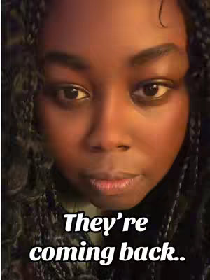 A close-up shot features a dark-skinned woman's face filling most of the frame. She has braided hair, dark eyes, and a neutral expression. Overlayed in the lower center is white text.