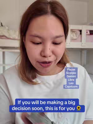 A woman with light-brown hair looks towards the camera. On the right, there is a list of zodiac signs. Below her, in a blue box, is a text overlay with an encouraging message.