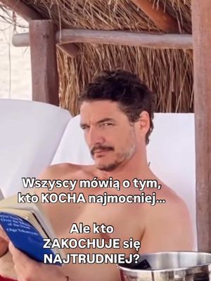 A man with a mustache is sitting on a beach chair, reading a book. Text overlays indicate the subject matter is about love and astrology.