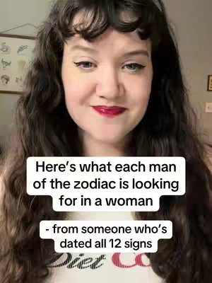 The cover image shows a woman with long, dark wavy hair and a light complexion. She is smiling at the camera with bright red lipstick. The background looks like a domestic setting with a blurry painting behind her. Text overlays appear in a rectangular shape and state the video topic.