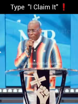 The cover image shows a man, presumably a preacher, speaking into a microphone from behind a podium. The background is a blurred stage setting, possibly for a church service or conference. The text overlay on the top includes a call to action.