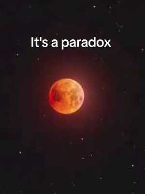 The cover image shows a night sky filled with stars, with a large, glowing orange-red sphere representing an eclipse in the center. Above it, in white text, is the phrase "It's a paradox."