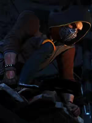The cover shows a figure from the video game Dying Light 2, crouched down in a dark setting. The figure is wearing a full-face mask, a hooded dark outfit, and arm guards with some metal detail.