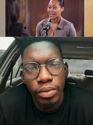 The cover image is a split-screen. The top half features a woman speaking into a microphone, likely during an interview. The bottom half shows a man in a car with the camera focused on his face, wearing glasses.