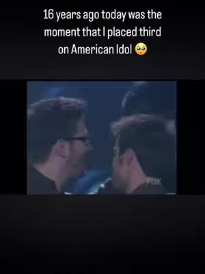 The image shows a blurred video capture of a person on a stage, seemingly interacting with another person. The text overlay indicates the cover image represents the creator's time on American Idol.