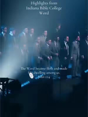 The cover image shows a group of men in suits standing in front of a blurred, dark background. The text overlays include "Highlights from Indiana Bible College Word" and a Bible verse. The lighting is dim, creating a solemn atmosphere.