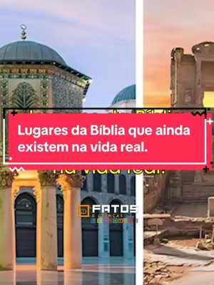 The cover image is vertically split, showcasing multiple locations. On the left, a building with a green dome and intricate architecture is presented. On the right, the fragments of a building are seen. The content is divided into two parts. The top part is a red rectangle with white text in Portuguese. The bottom has the "Fatos e Cienças" logo.