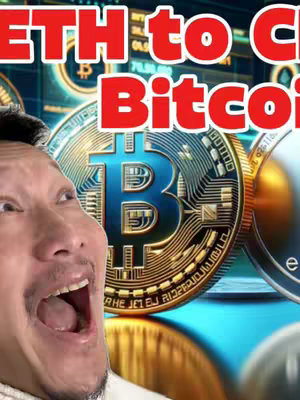 The cover image features a man with an open mouth, wide eyes, and excited expression. Behind him are images of Bitcoin and other cryptocurrency coins against a backdrop of data visualizations.