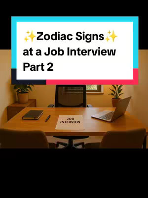 A well-lit office setting with a desk in the center, framed by two chairs. On the desk, a sign reads 'JOB INTERVIEW' amidst a laptop, a notebook, and a pen. The background includes a window and some plants, all contributing to a professional and inviting atmosphere.