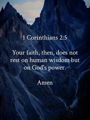An image of a mountain range rendered in shades of blue and gray. Text overlays the image in white, featuring a Bible verse.