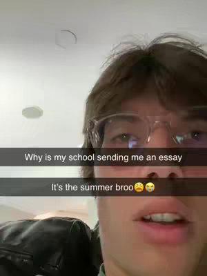 The cover image is a selfie taken from the chest up. The subject is a young man with brown hair and glasses, looking directly at the camera with a slightly concerned expression. The background appears to be an indoor setting, likely a room, with a plain white ceiling. Above the man's head is a rounded shape in the ceiling, seemingly a light fixture. The overlaid speech bubbles at the bottom contain the text of the hook