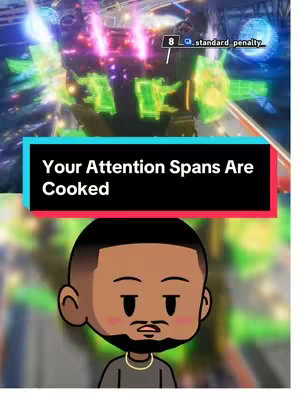 The cover image is divided into three main sections. In the background, there's a scene from a video game, with bright, neon colors and a sense of futuristic technology. A black rectangular box with white text is superimposed over a red gradient. At the bottom, a cartoon head of a black man is depicted, adding a personal touch. The overall composition is vertically oriented, typical of platforms like TikTok or Instagram.