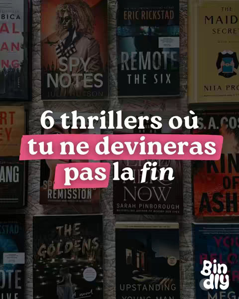 The image is a grid showcasing various book covers, primarily with dark tones. In the foreground, a pink rectangular overlay features white text. The covers display different titles and authors.