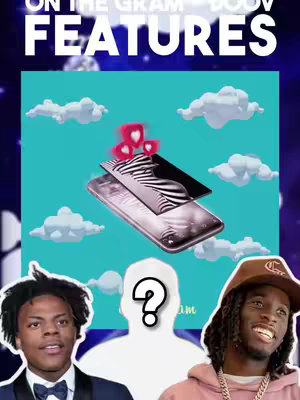 The image is a colorful graphic design featuring a teal background with white cloud shapes. Centered is a stylized iPhone with a digital artwork overlaid on it, complete with floating heart icons. Portraits of two men, one with a questioning look and the other looking cheerful, flank a question mark. Text overlays are present.