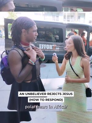 The cover image shows a woman with light skin talking to a person dressed in a black dress with a see-through top. They are standing on a city street, and there's a van in the background with writing on it.