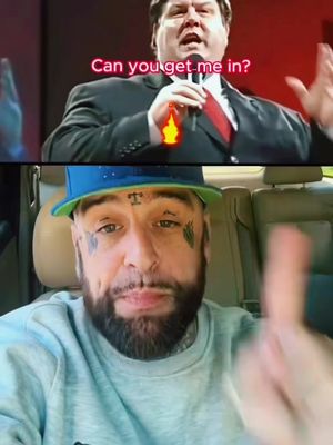 The cover image is a split screen. The top half features a man giving  a speech while holding a microphone. Above him is overlaid text in white. The bottom half features a man looking at the camera. He has facial tattoos and is wearing a hat. He is shown inside a vehicle.